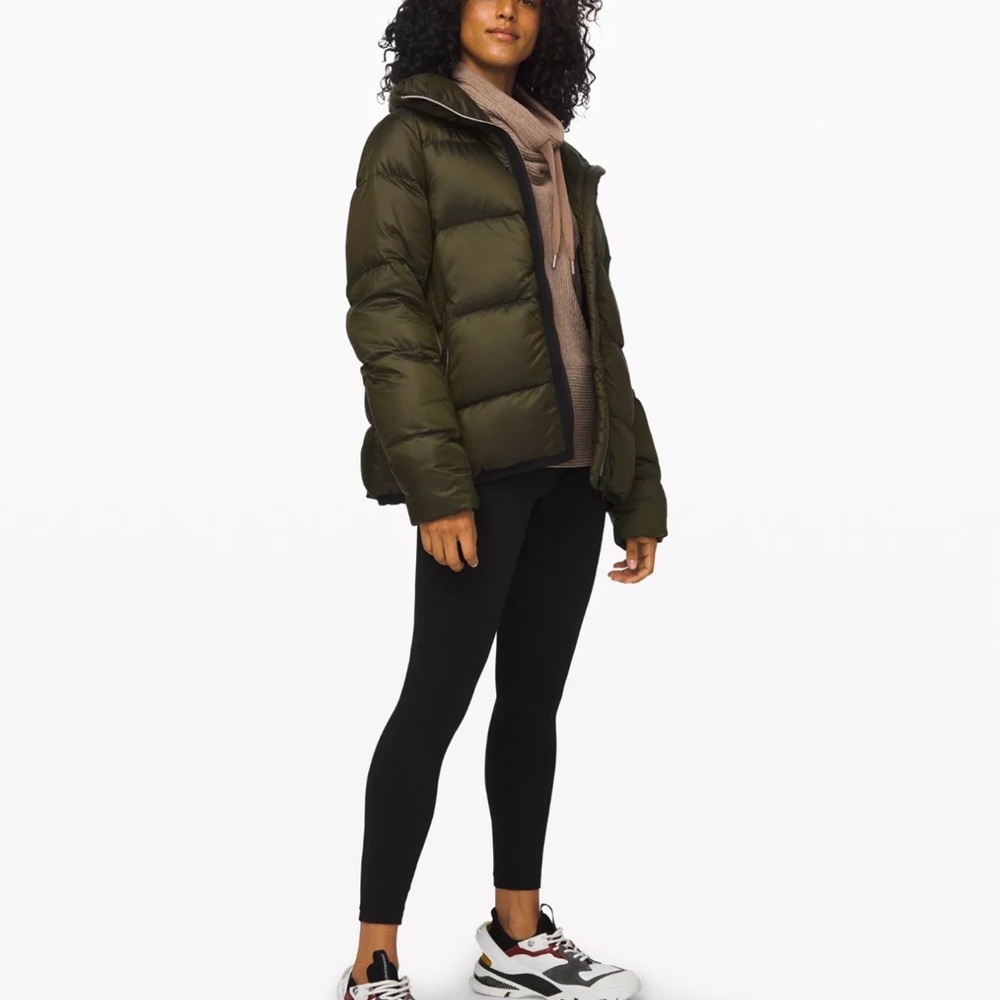 Lululemon Women's Dark Olive Green Cloudscape Goose Down Puffer Jacket Sz 4